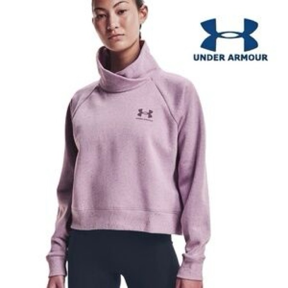Under Armour Women's Loose Purple Rival Fleece Wrap Neck Pullover Sweatshirt S - Picture 1 of 10
